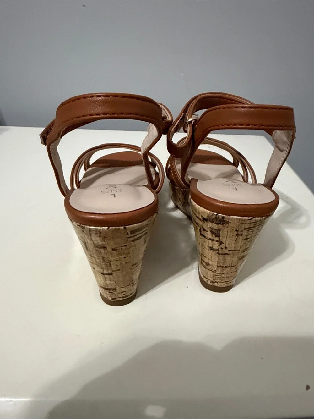 Dream Pairs Brown Strappy Cork Wedge Sandals- Size 1